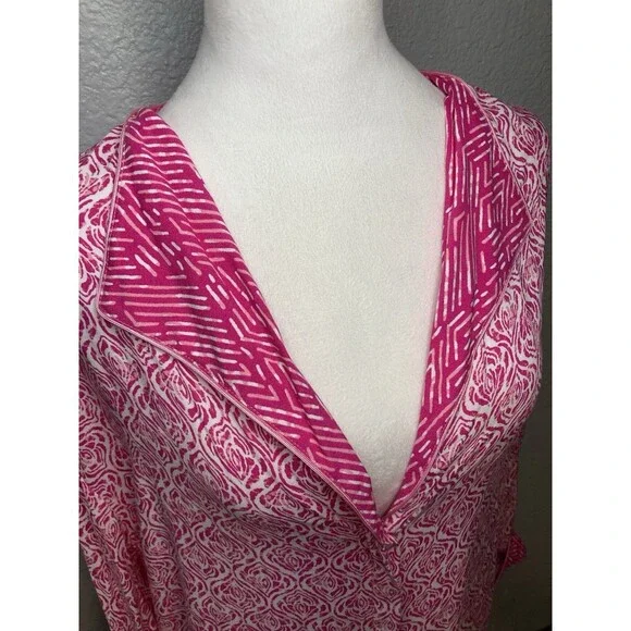 Oscar de la Renta Pink Label Long Robe Kaftan MuMu Button Front Women's L/XL